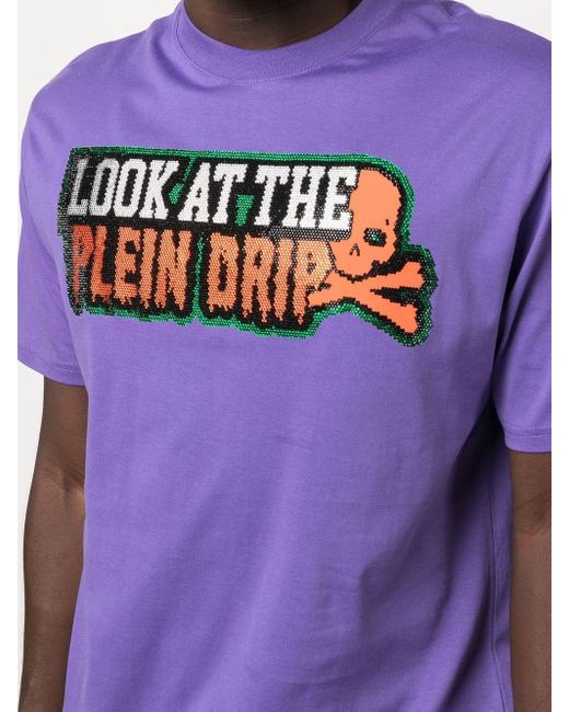 Philipp Plein T-Shirt mit Schmucksteinen in Purple für Herren