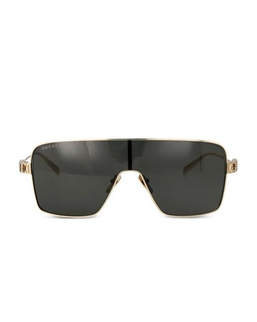 Gucci Metallic Rectangular-Frame Sunglasses