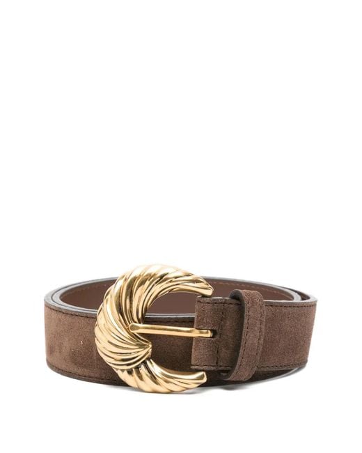 Etro Brown Swirl-Buckle Suede Belt