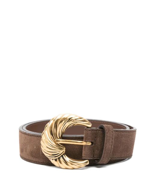 Etro Brown Swirl-Buckle Suede Belt