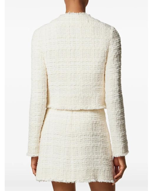 Versace White Tweed Cotton Zipped Jacket