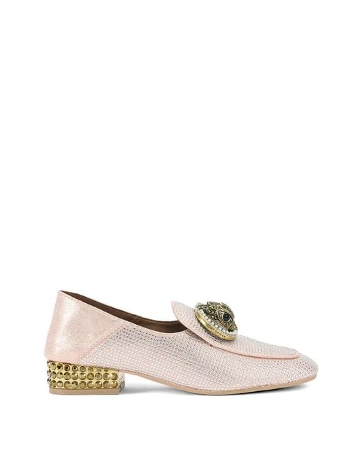 Kurt Geiger Natural Embellished Bead Detail Loafers