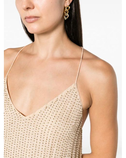 Zadig & Voltaire Natural Rhinestone V-Neck Minidress