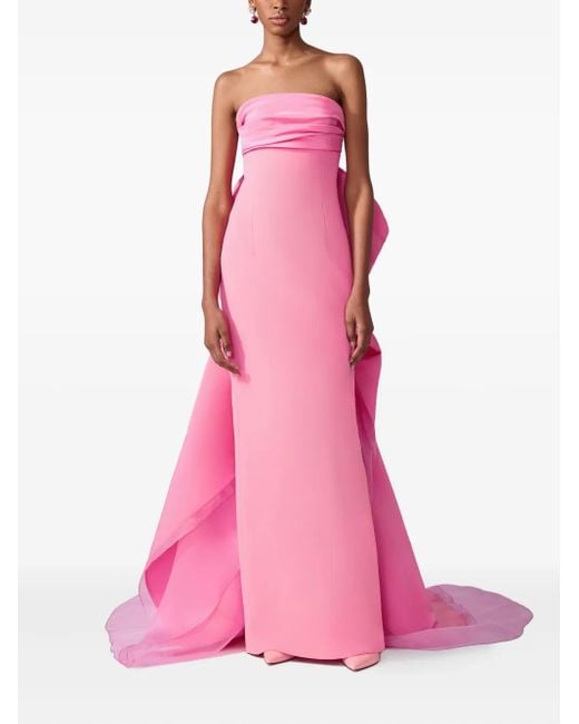 Carolina Herrera Pink Strapless Bow-Back Column Gown