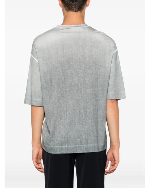 Emporio Armani Gray Ombré-Effect Logo-Plaque T-Shirt for men