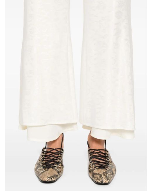 Jil Sander White Flower-Jacquard Trousers