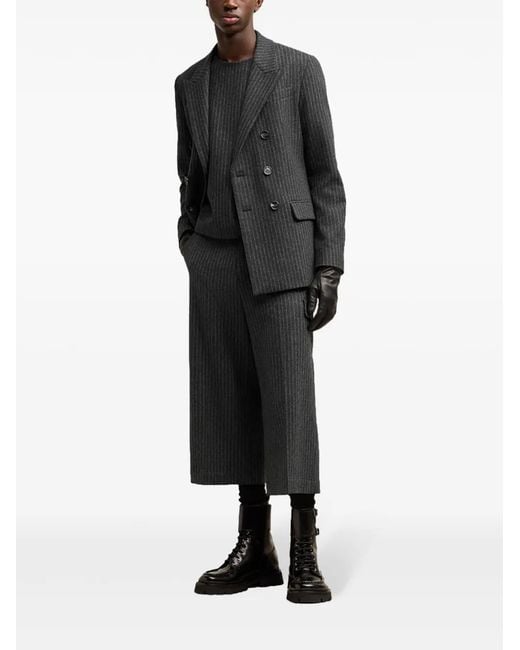 AMI Black Pinstriped Double-Breasted Blazer for men