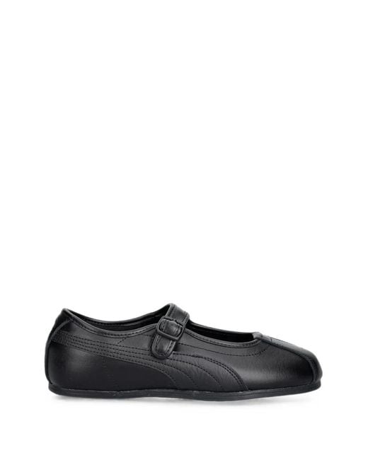 PUMA Black Tacklette Buckle-Strap Ballet Flats