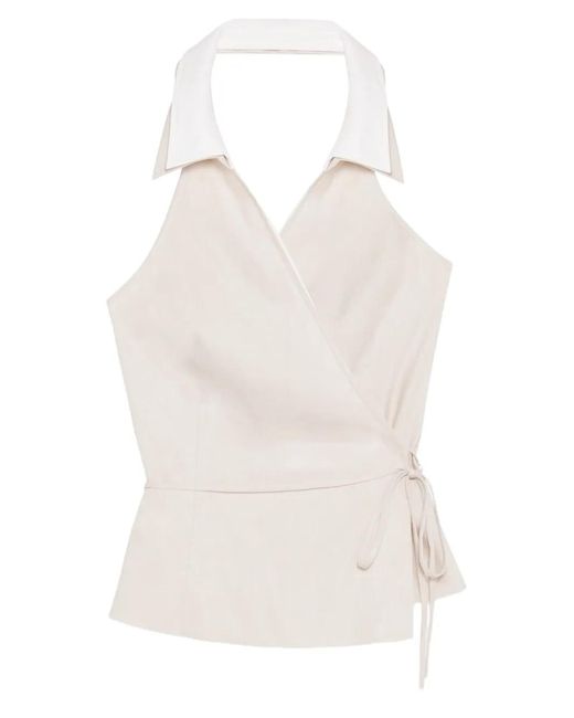 Jonathan Simkhai White Campbell Collared Wrap Top