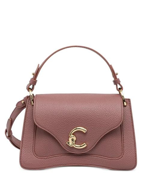 Coccinelle Purple Logo-Plaque Leather Crossbody Bag