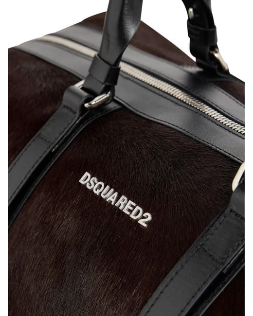 DSquared² Brown Après Ski Leather Duffle Bag for men
