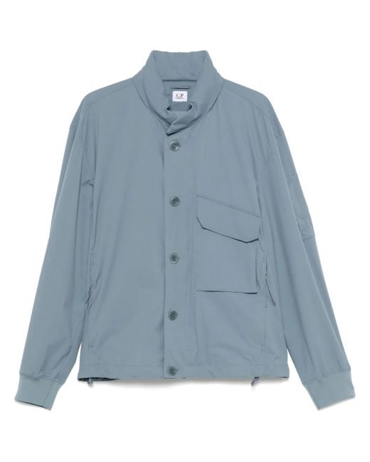 C P Company Blue High-Collar Casual Jacket With Flap Pockets for men