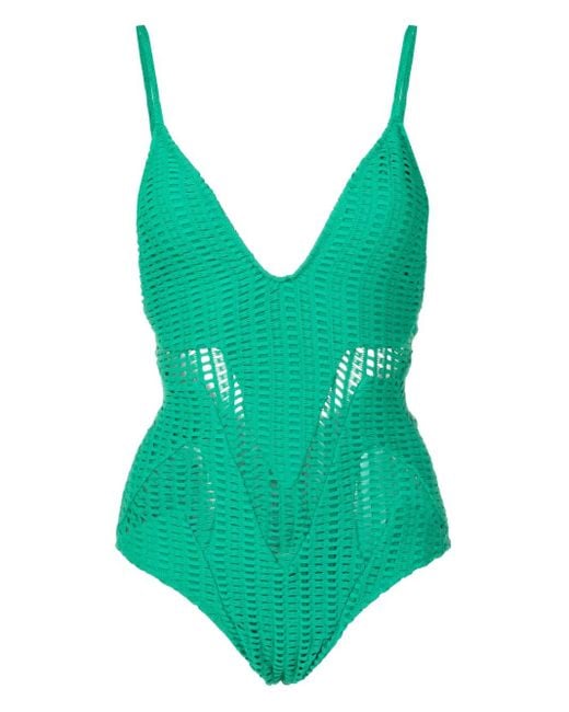 Amir Slama Green Cut-Out Swimsuit