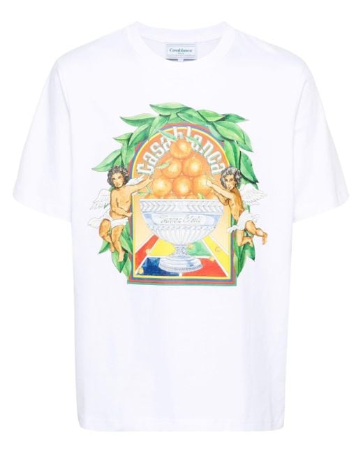 Camiseta con logo estampado Casablancabrand de hombre de color White