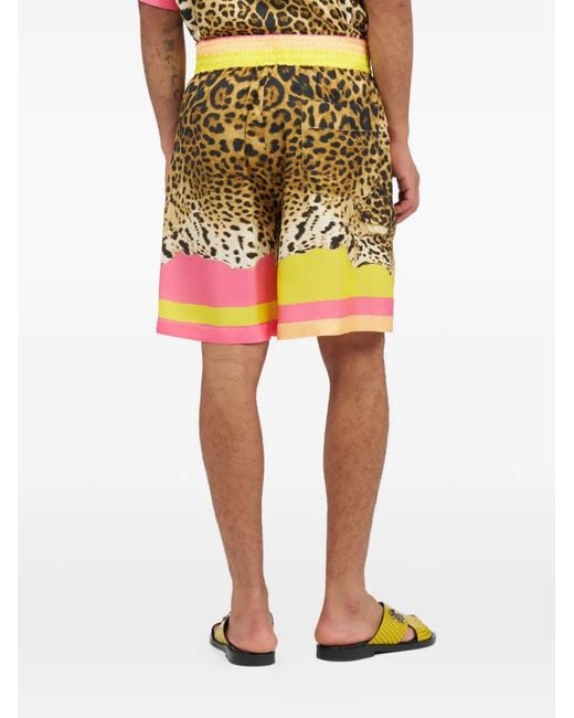 Roberto Cavalli Yellow Short À Imprimé Léopard for men