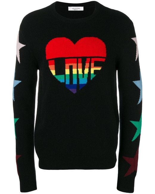 Valentino Black Love Intarsia Sweater for men