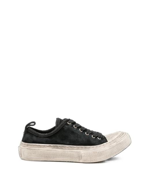 Ann Demeulemeester White Distressed-Effect Lace-Up Sneakers