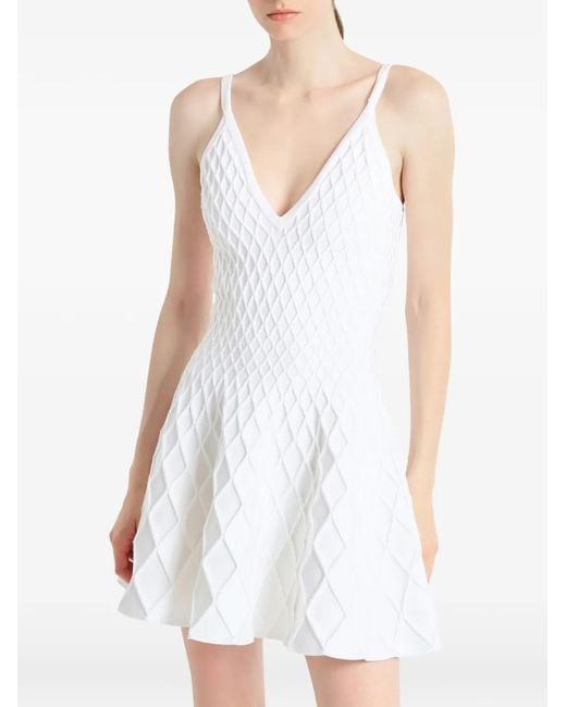 Balmain Flared Gebreide Jurk in het White