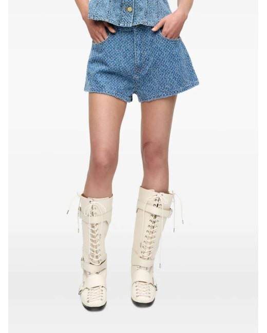 Ganni Blue Logo Patch Shorts