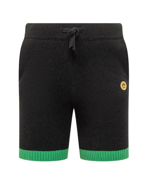 Barrow Black Embroidered-Detail Shorts for men