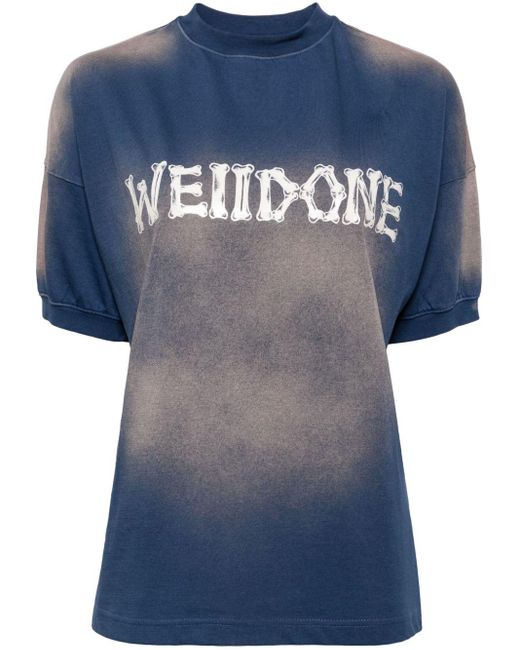 T-shirt con stampa di we11done in Blue