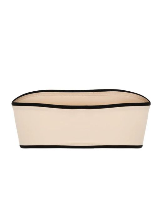 Totême Natural Stripe Edge Strapless Bikini Top Light Hay