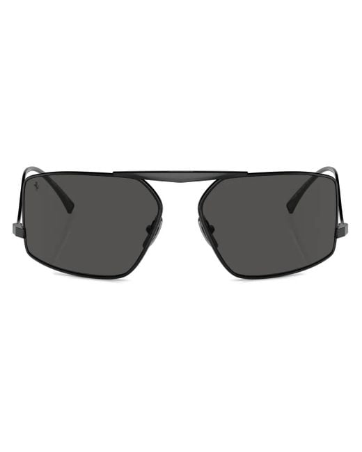Ferrari Black Rectangle-Frame Sunglasses