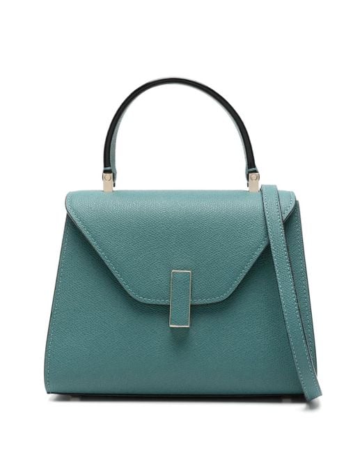 Valextra Blue Mini Flap-Closure Top-Handle Tote Bag