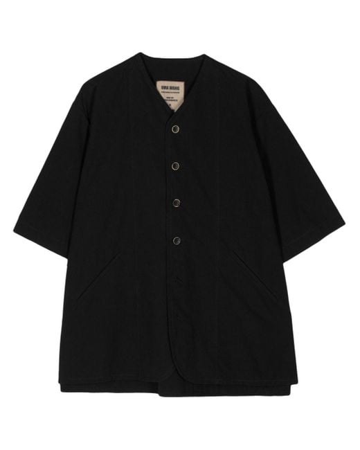 Uma Wang Hemd mit V-Ausschnitt in Black für Herren