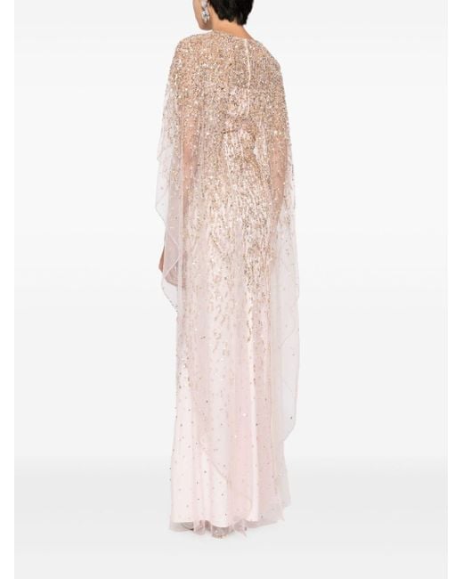 Jenny Packham Pink Delphine Sequinned Cape Gown