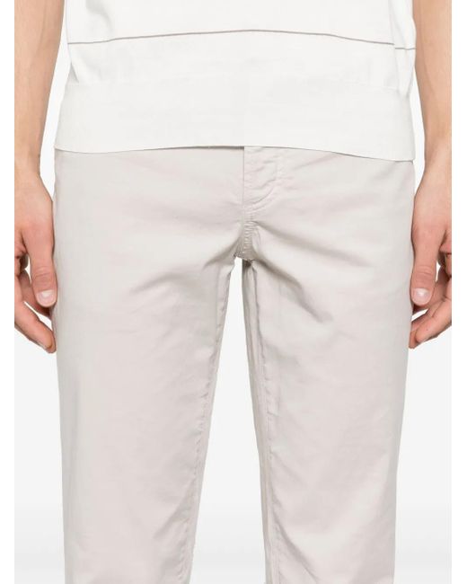 Brunello Cucinelli White Logo-Embroidered Trousers for men