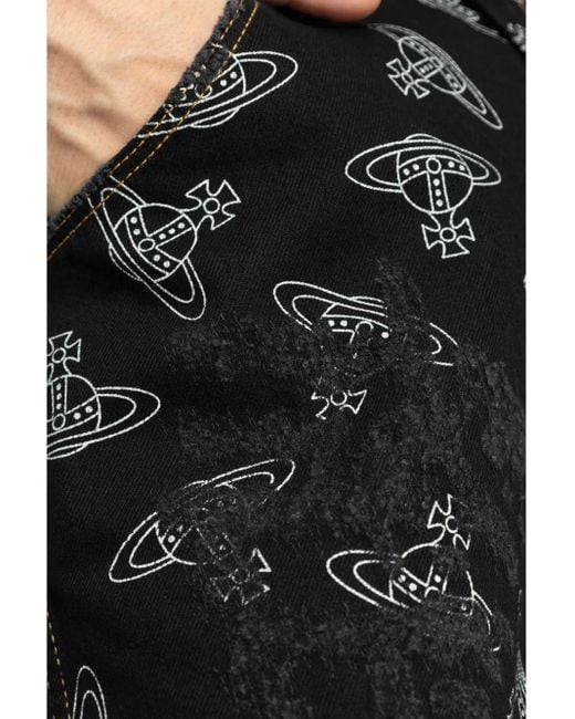 Jean Droit À Imprimé Orb Vivienne Westwood pour homme en coloris Black