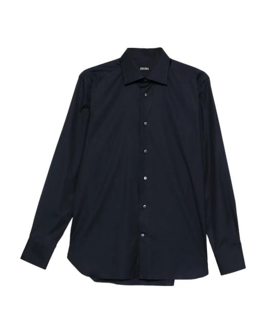 Zegna Blue Button-Down Shirt for men