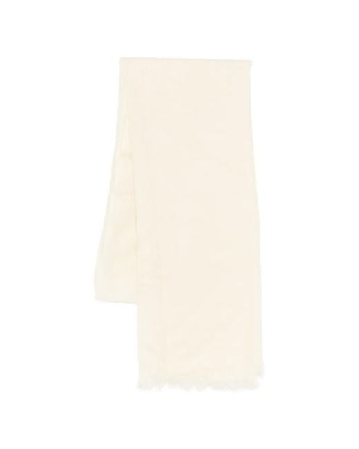 N.Peal Cashmere White Ultrafine Pashmina Shawl