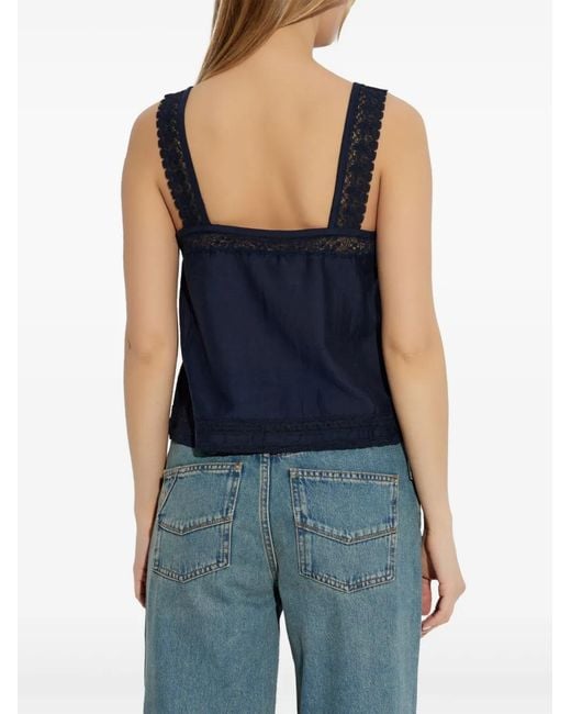 Zadig & Voltaire Blue Lace-Trimmed Tank Top