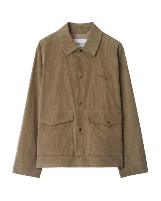Giacca-Camicia A Coste di Burberry in Brown da Uomo