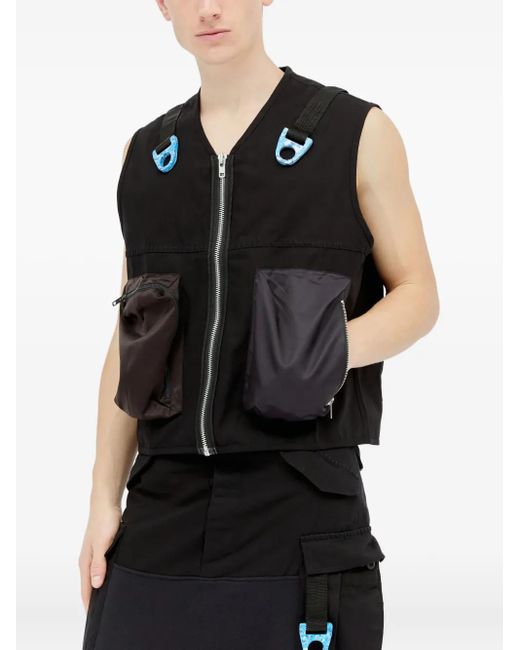 Space Available Black Ring-Detail Utility Vest
