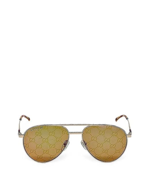 Gucci Metallic Gg Monogram Pilot-Frame Sunglasses for men