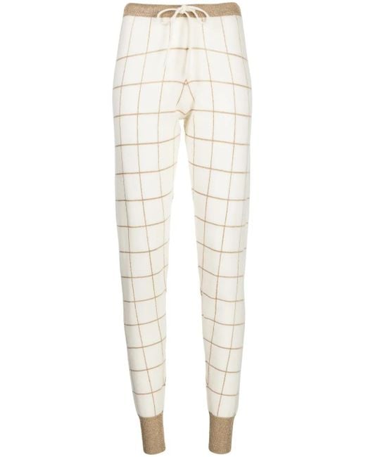 Madeleine Thompson White Layla Check-Pattern Track Pants
