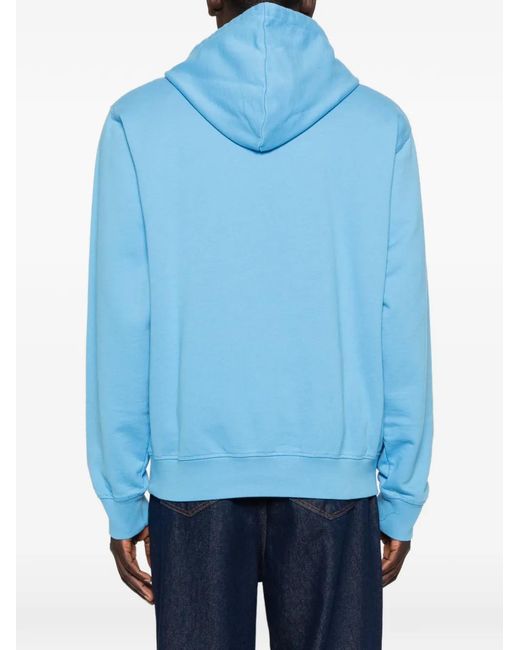 Arte' Blue Logo-Embroidered Hoodie for men