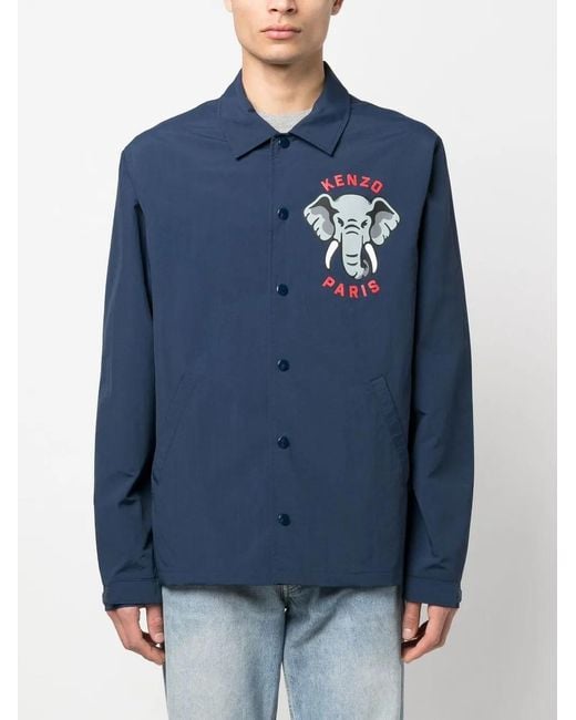 KENZO Blue Coach Graphic-print Jacket for men