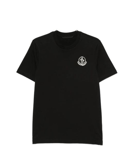 Moncler Black Logo-Patch T-Shirt for men