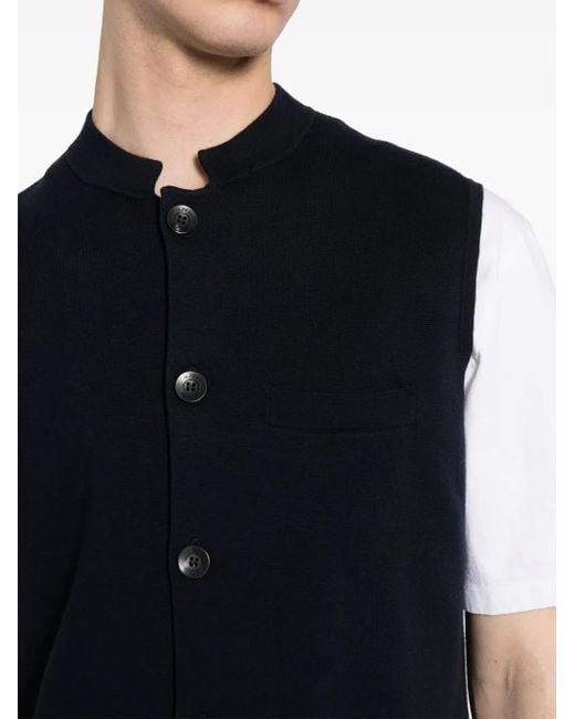 N.Peal Cashmere Black Penzance Fine-Knit Vest for men