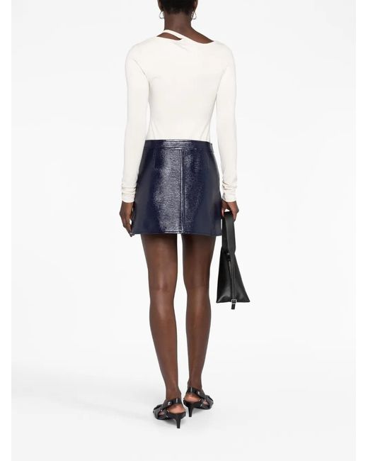 Courreges Blue Logo-Patch Cotton Skirt