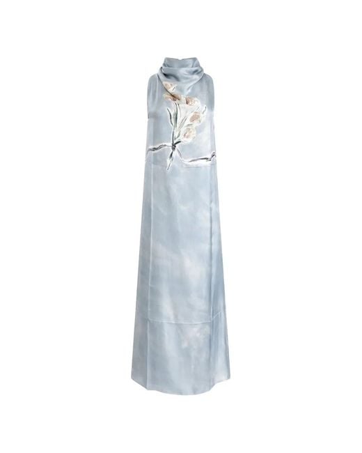 Altuzarra Blue Noori Floral-Print Maxi Dress