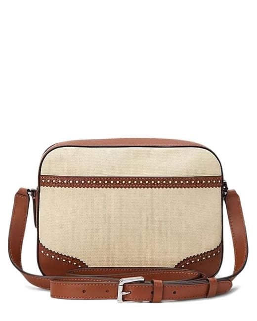 Ralph Lauren レザートリム ハンドバッグ Natural