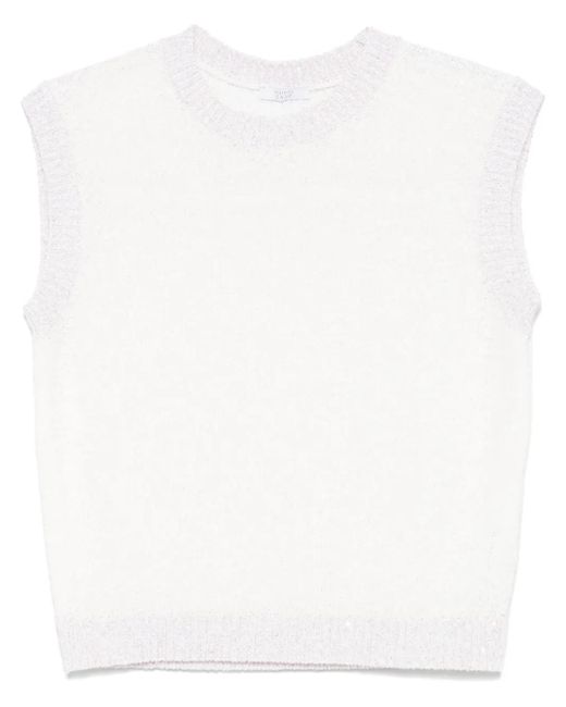Peserico スパンコール ニットトップ White
