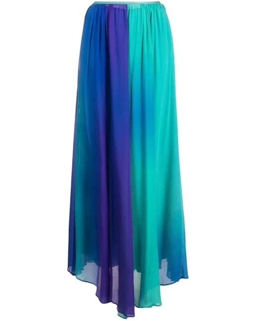 Forte_forte Blue Colour-Block Pleated Silk Maxi Skirt