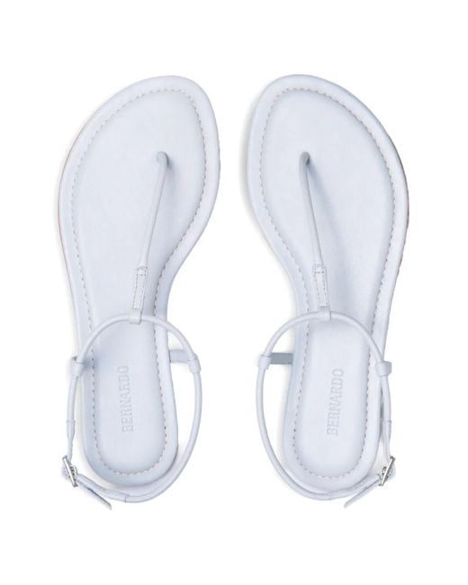 Bernardo White T-Strap Leather Sandals