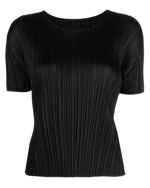 Pleats Please Issey Miyake Black Pleated T-shirt